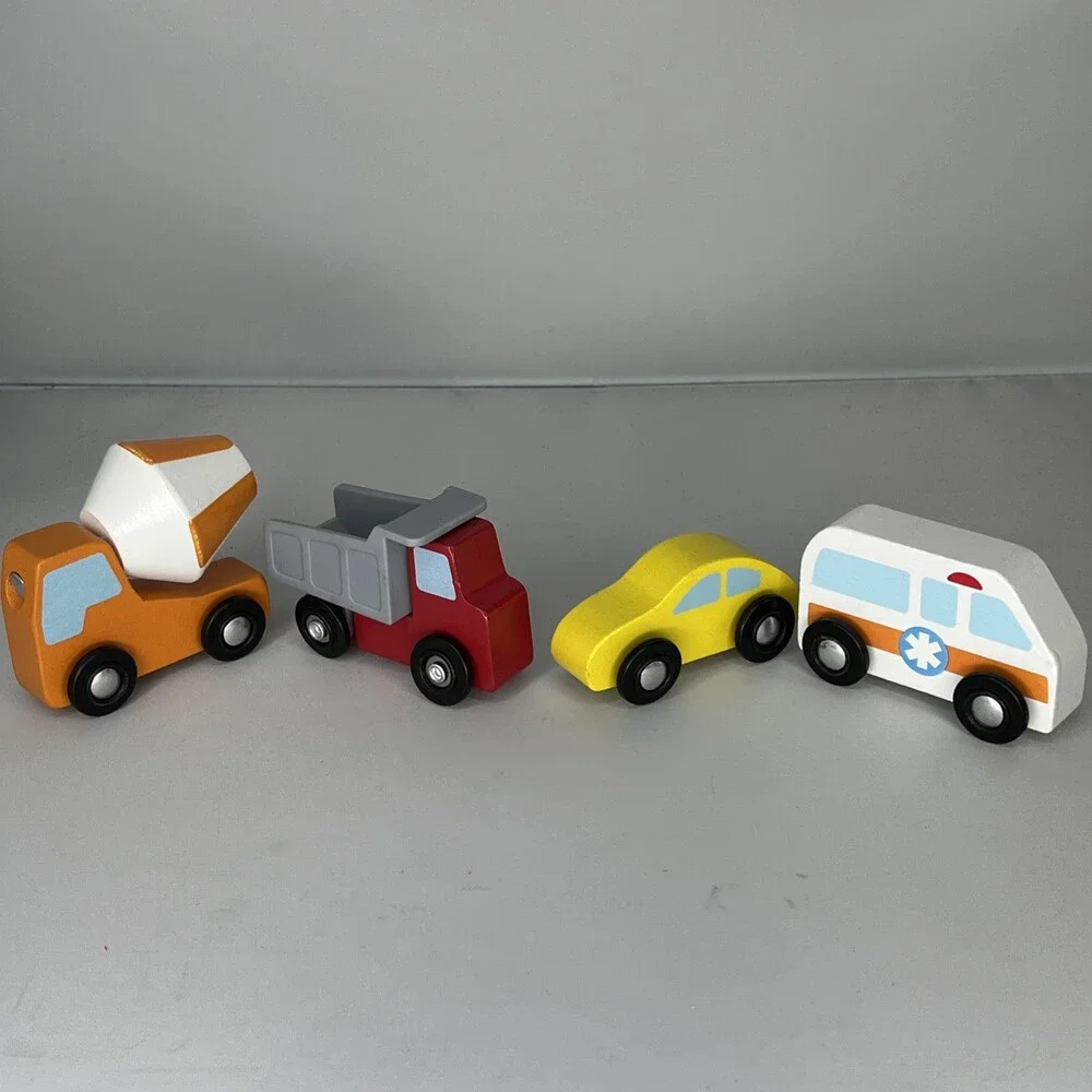 Lot Of Four Melissa And Doug Wooden Play Cars